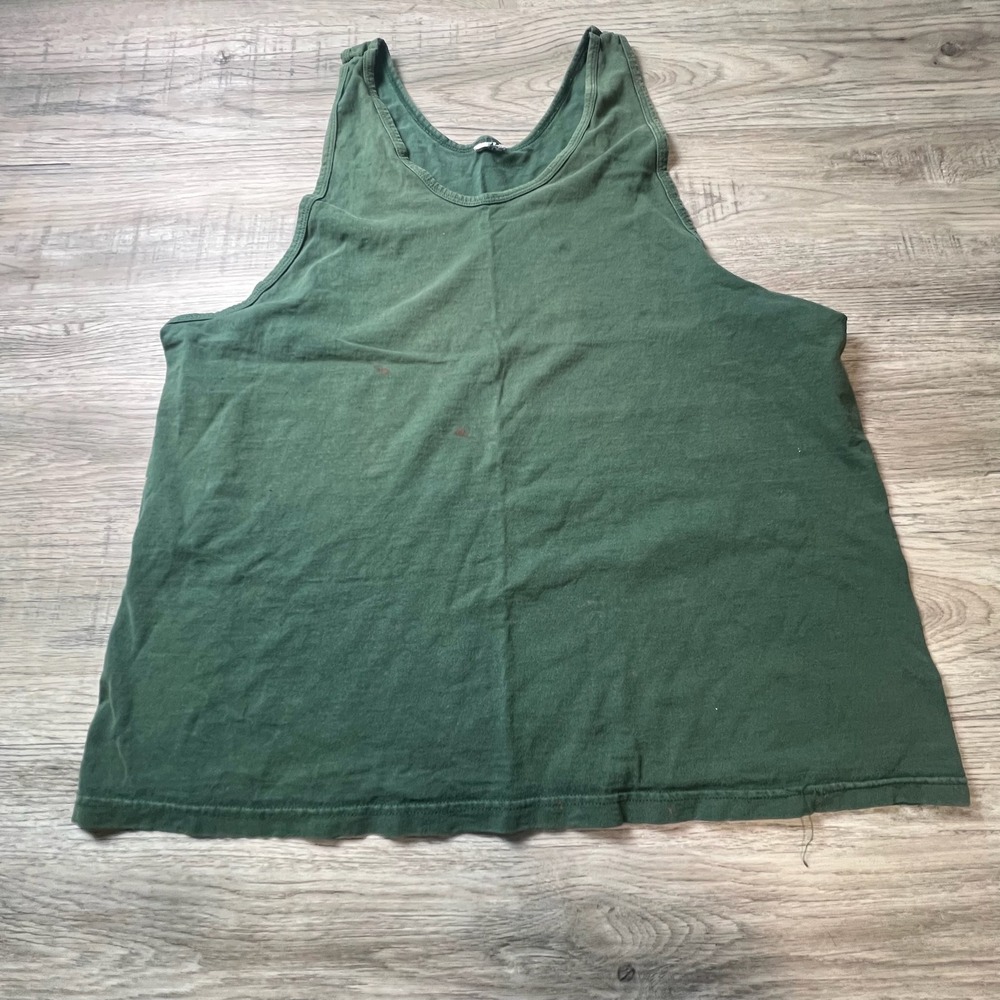 Tank Top Mens XL Green Vintage Muscle Tee Sleeveless Distressed Cotton